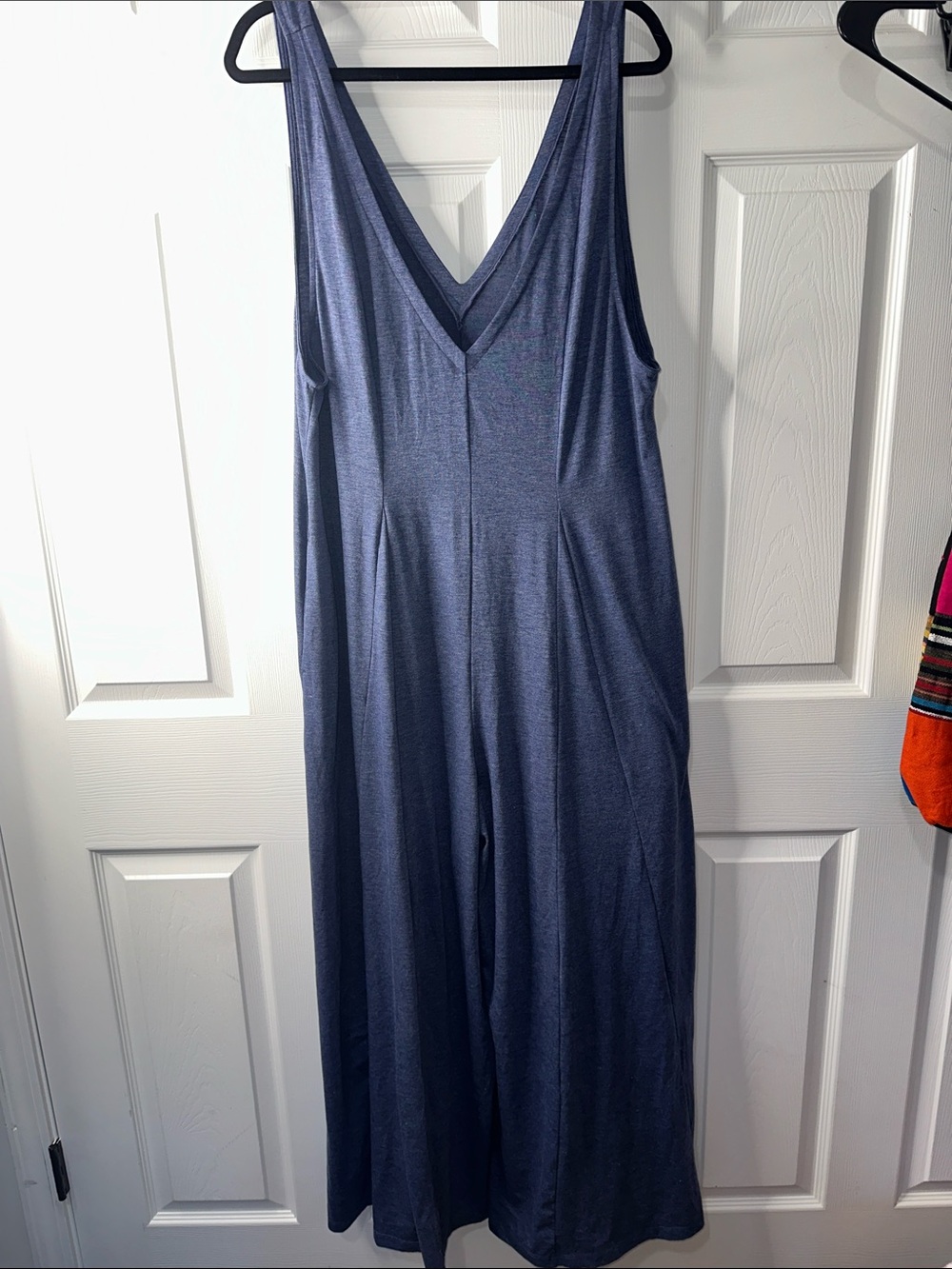 HALARA Navy Sleeveless V-Neck Wide-Leg Jumpsuit
